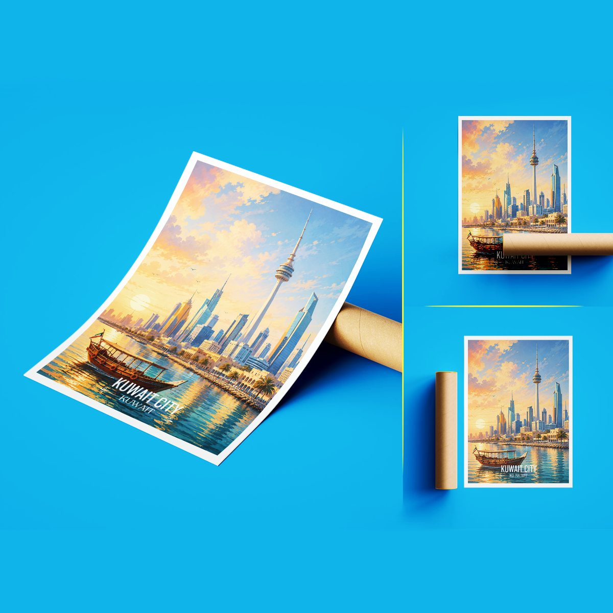 Kuwait City Port - Kuwait - Travel Art Wall Deco Poster Print - Art Print - Travel Art Poster