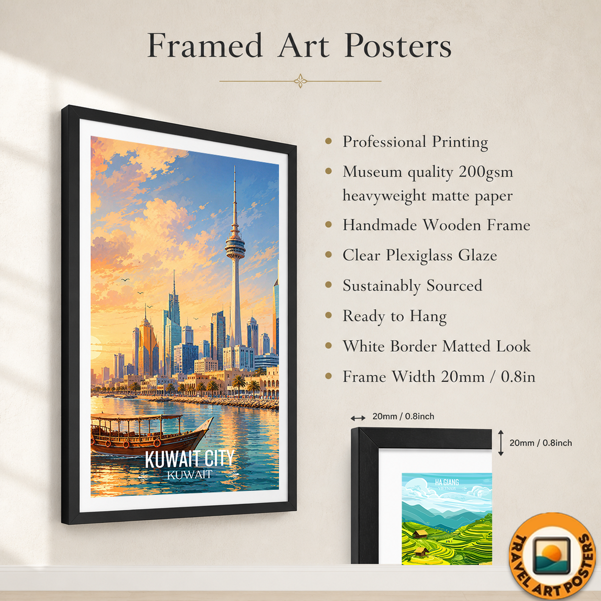 Kuwait City Port - Kuwait - Travel Art Wall Deco Poster Print - Art Print - Travel Art Poster