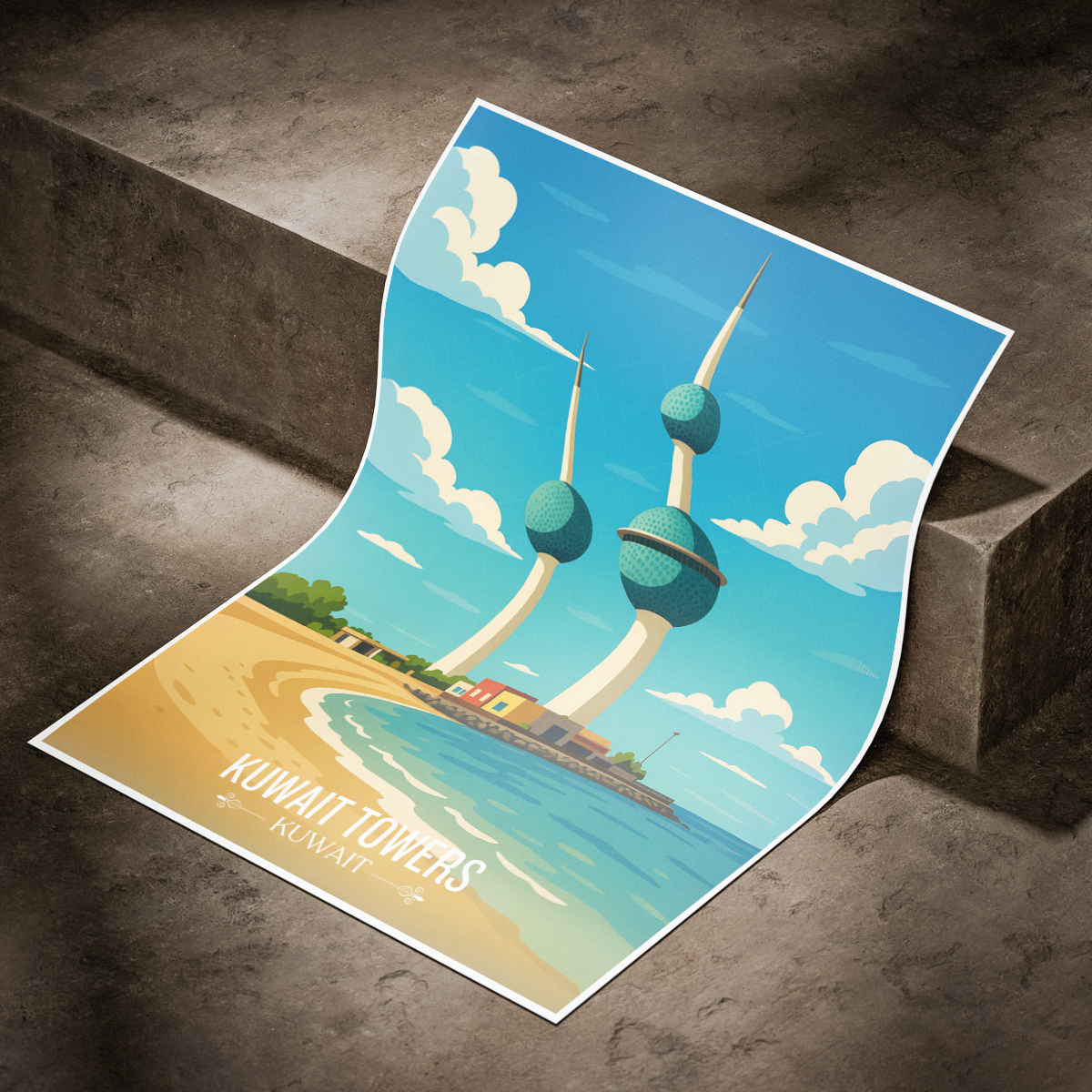 Kuwait Towers - Kuwait - Travel Art Wall Deco Poster Print - Art Print - Travel Art Poster