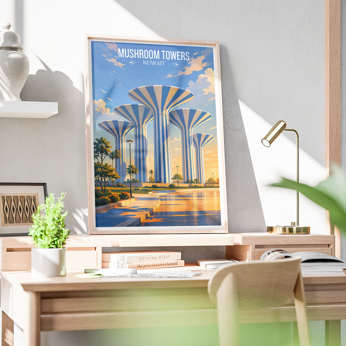 Mushroom Towers - Kuwait - Travel Art Wall Deco Poster Print - Art Print - Travel Art Poster