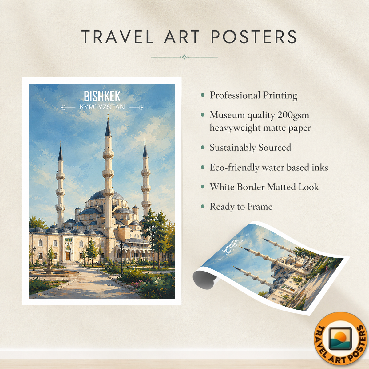 Bishkek - Kyrgyzstan - Travel Art Wall Deco Poster Print - Art Print - Travel Art Poster