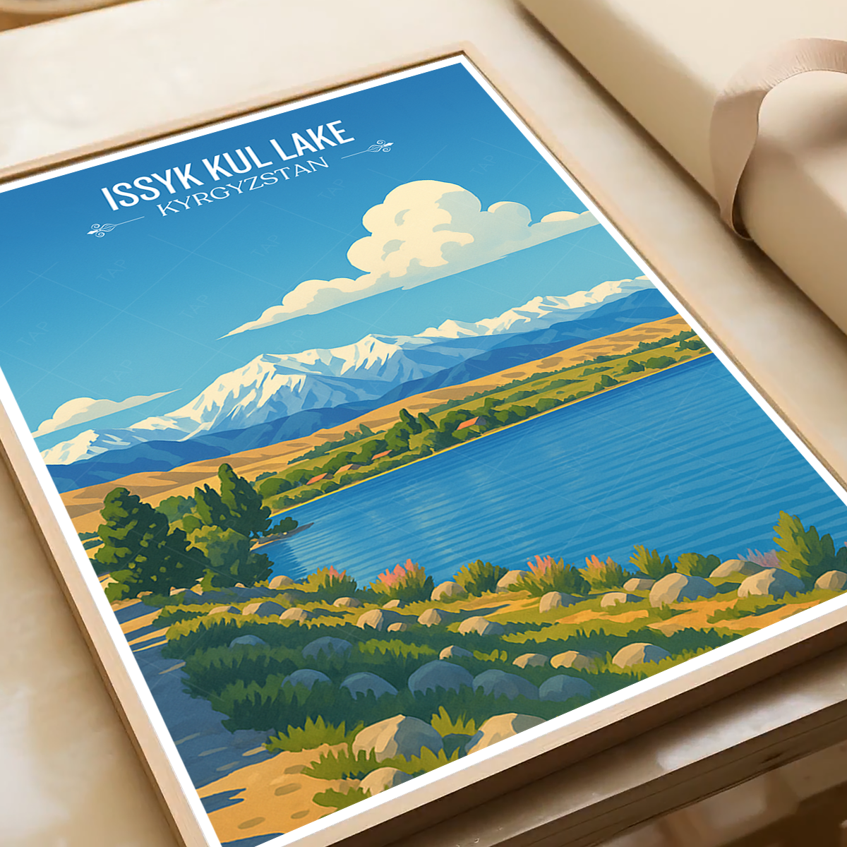 Issyk Kul Lake - Kyrgyzstan - Travel Art Wall Deco Poster Print - Art Print - Travel Art Poster