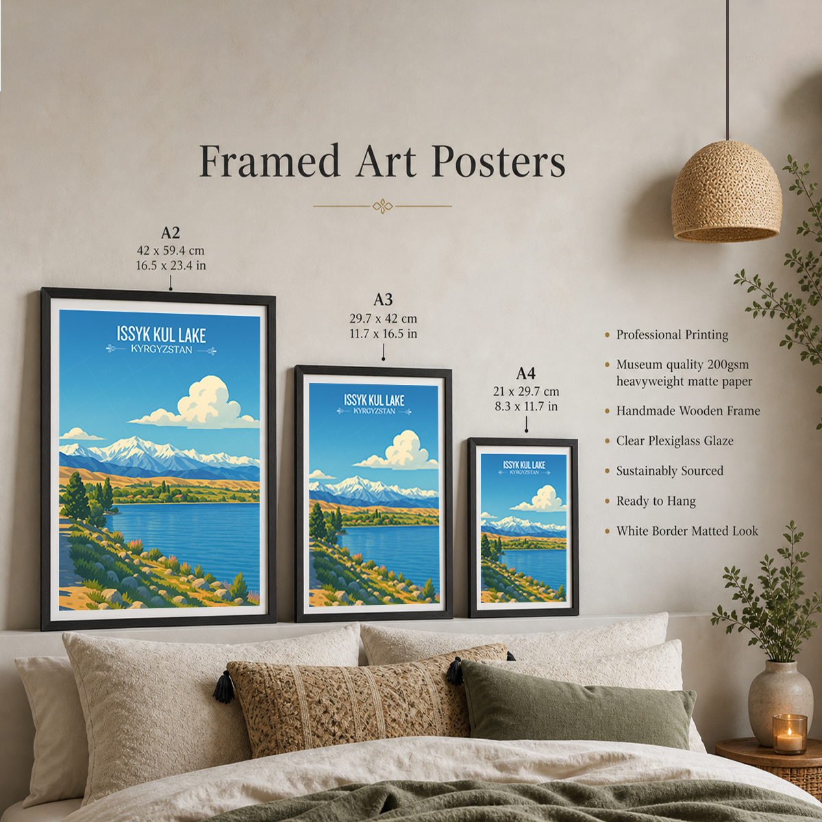 Issyk Kul Lake - Kyrgyzstan - Travel Art Wall Deco Poster Print - Art Print - Travel Art Poster