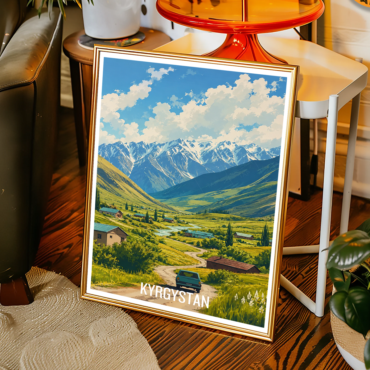 Kyrgyzstan - Travel Art Wall Deco Poster Print - Art Print - Travel Art Poster
