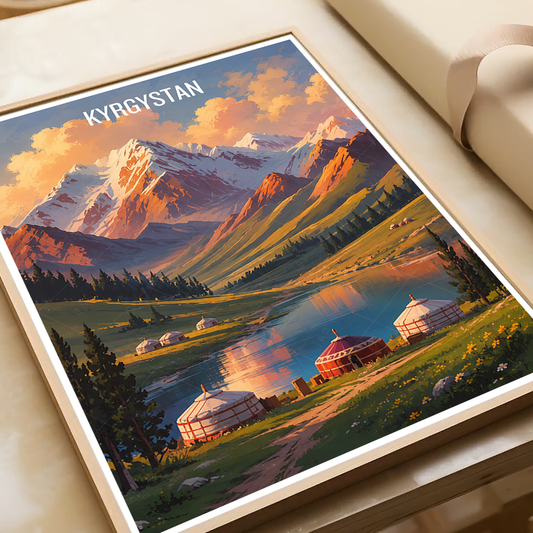 Kyrgyzstan - Travel Art Wall Poster Print - Art Print - Travel Art Poster