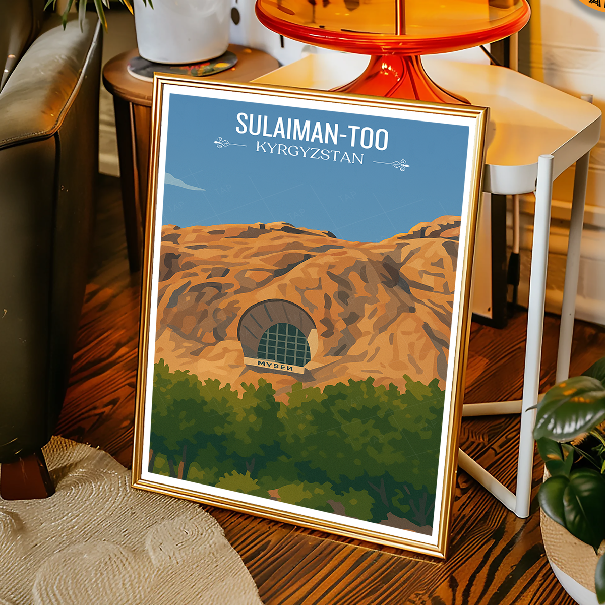 Sulaiman-Too - Kyrgyzstan - Travel Art Wall Deco Poster Print - Art Print - Travel Art Poster