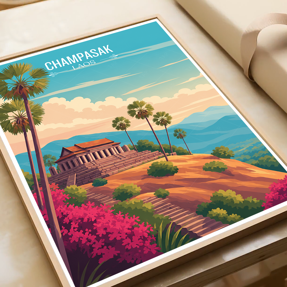 Champasak - Laos - Travel Art Wall Decor Poster Print - Art Print - Travel Art Poster