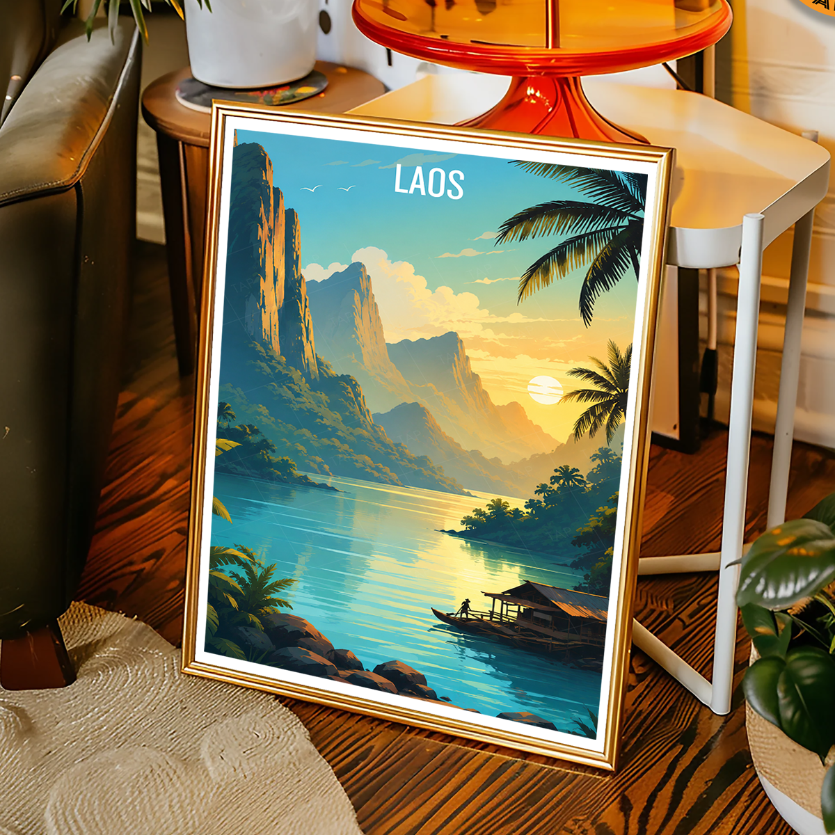 Laos - Travel Art Wall Decor Poster Print - Art Print - Travel Art Poster