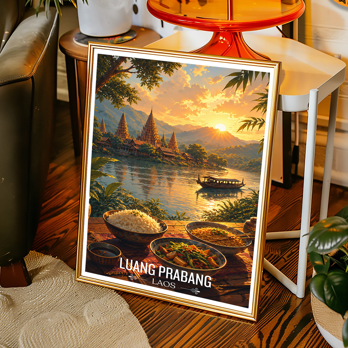 Luang Prabang City - Laos - Travel Art Wall Decor Poster Print - Art Print - Travel Art Poster