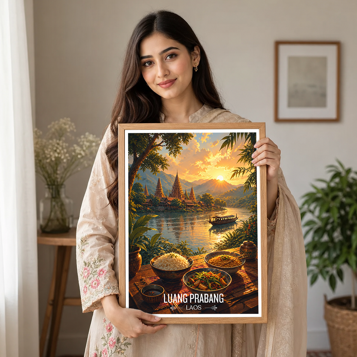 Luang Prabang City - Laos - Travel Art Wall Decor Poster Print - Art Print - Travel Art Poster