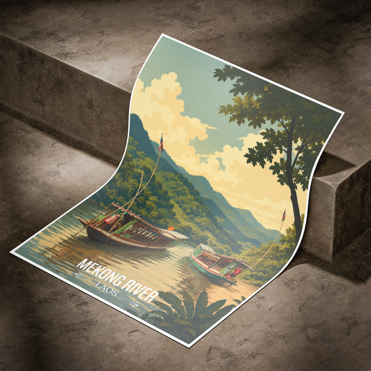 Mekong River - Laos - Travel Art Wall Decor Poster Print - Art Print - Travel Art Poster
