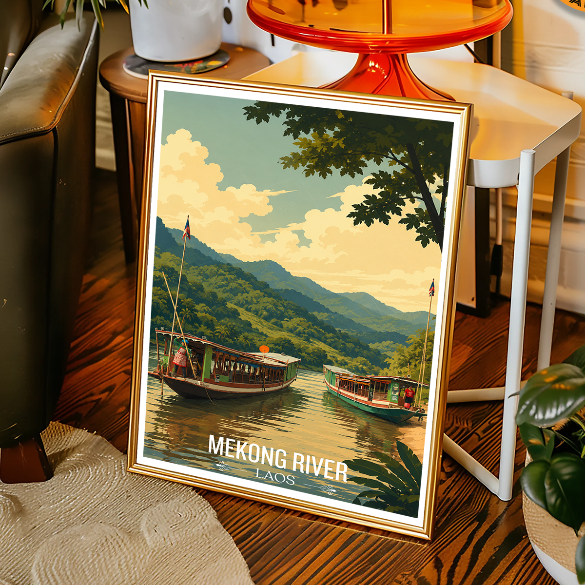 Mekong River - Laos - Travel Art Wall Decor Poster Print - Art Print - Travel Art Poster