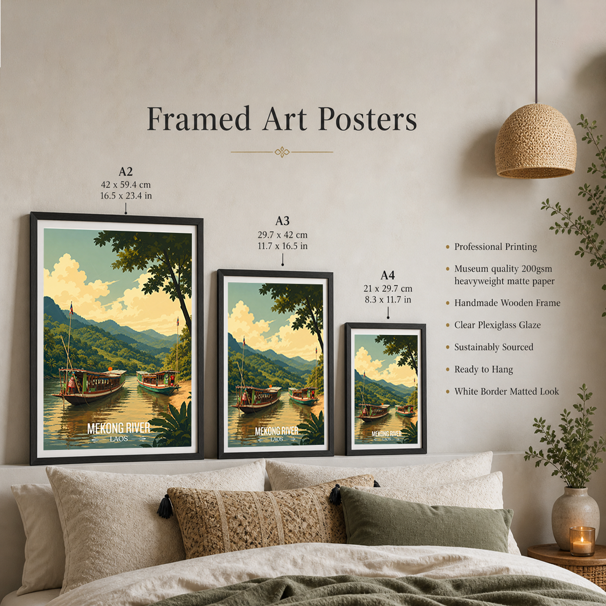 Mekong River - Laos - Travel Art Wall Decor Poster Print - Art Print - Travel Art Poster