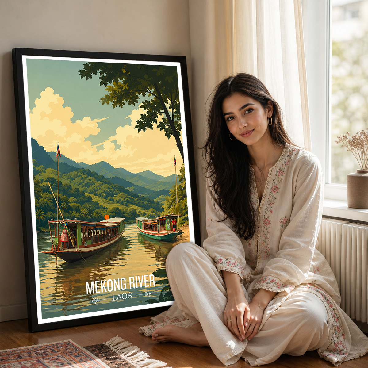 Mekong River - Laos - Travel Art Wall Decor Poster Print - Art Print - Travel Art Poster