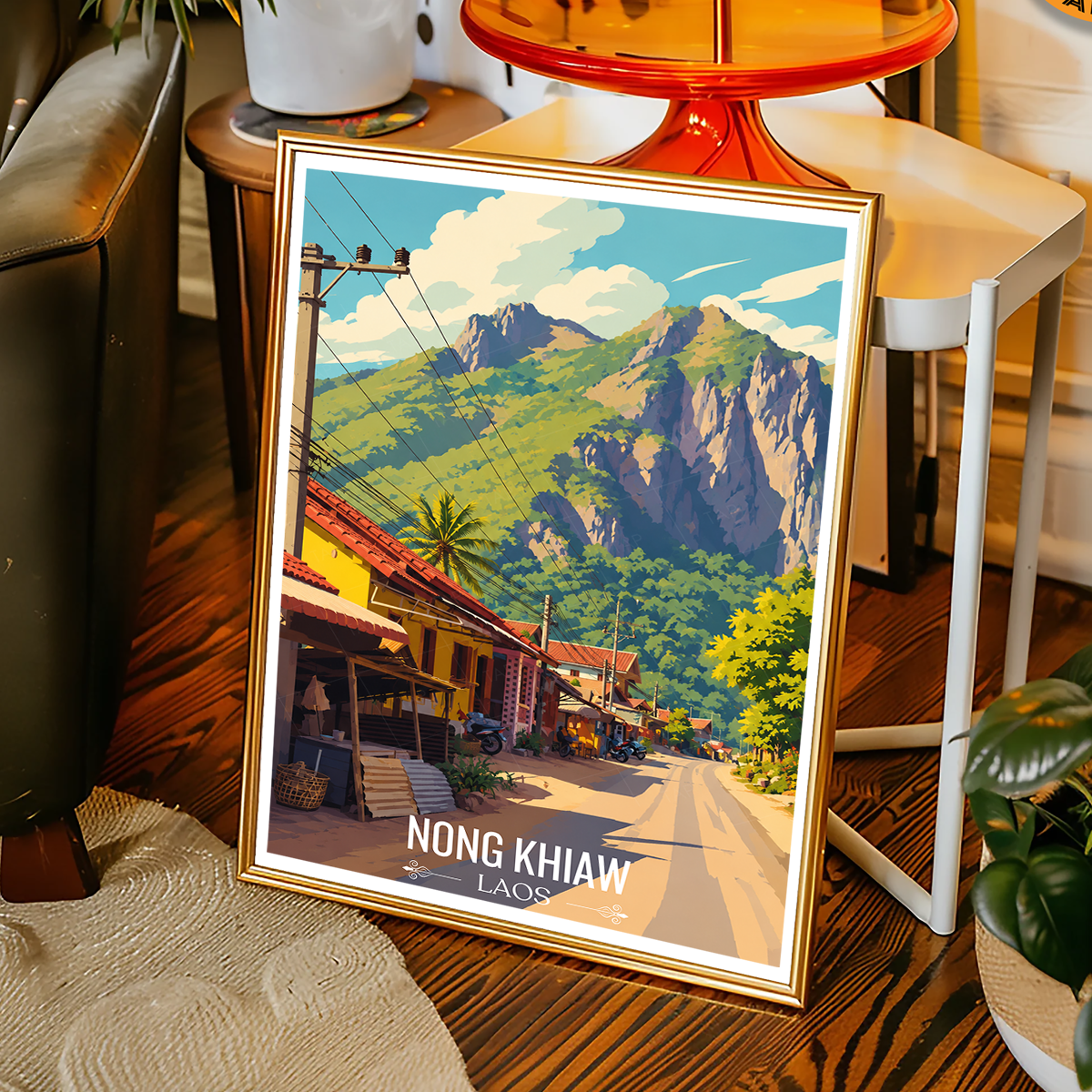 Nong Khiaw - Laos - Travel Art Wall Decor Poster Print - Art Print - Travel Art Poster