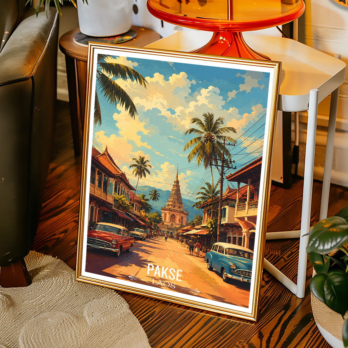 Pakse - Laos - Travel Art Wall Decor Poster Print - Art Print - Travel Art Poster