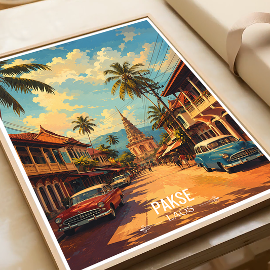 Pakse - Laos - Travel Art Wall Decor Poster Print - Art Print - Travel Art Poster