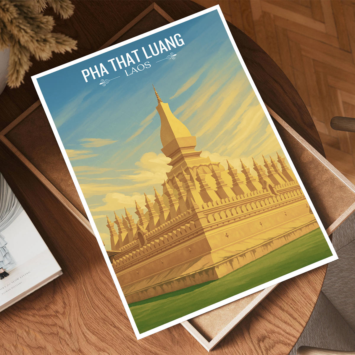 Pha That Luang - Laos - Travel Art Wall Decor Poster Print - Art Print - Travel Art Poster