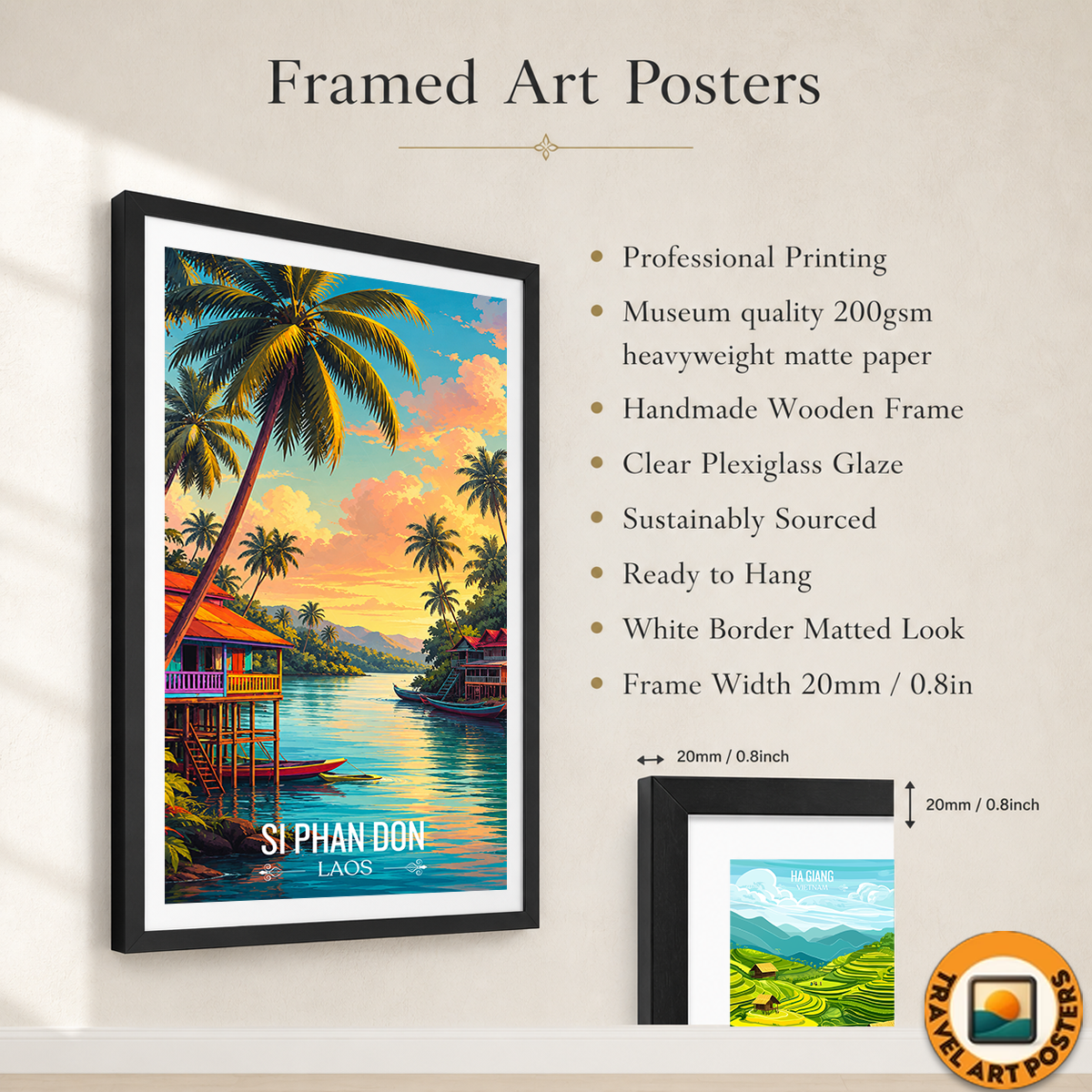 Si Phan Don - Laos - Travel Art Wall Decor Poster Print - Art Print - Travel Art Poster
