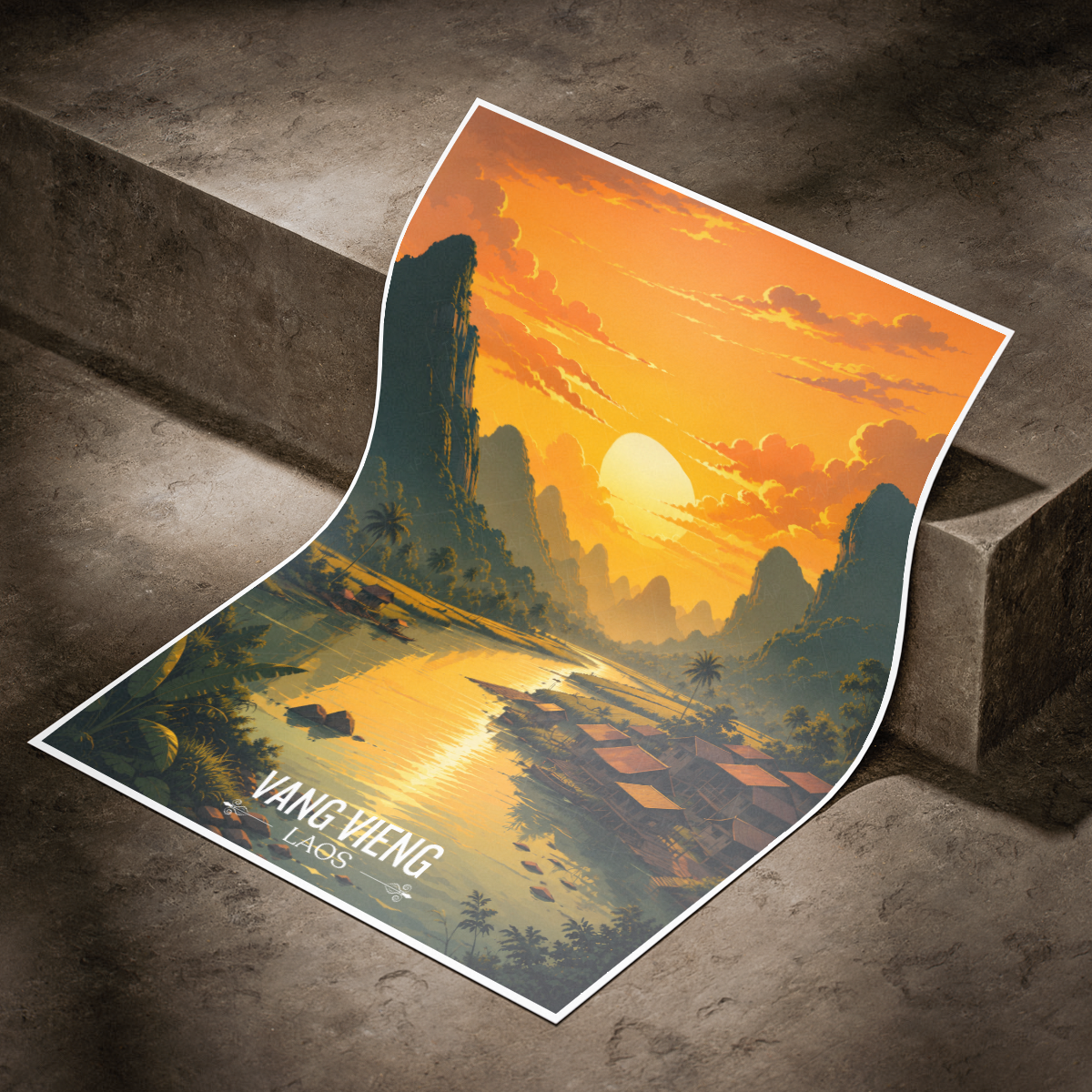 Vang Vieng - Laos - Travel Art Wall Decor Poster Print - Art Print - Travel Art Poster