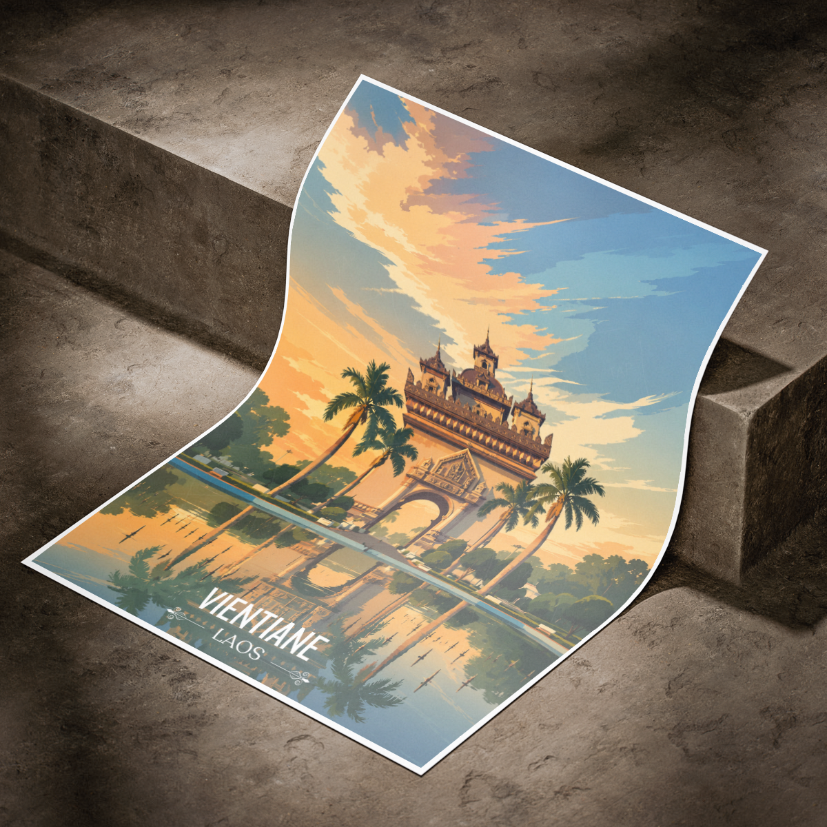 Vientiane - Laos - Travel Art Wall Decor Poster Print - Art Print - Travel Art Poster