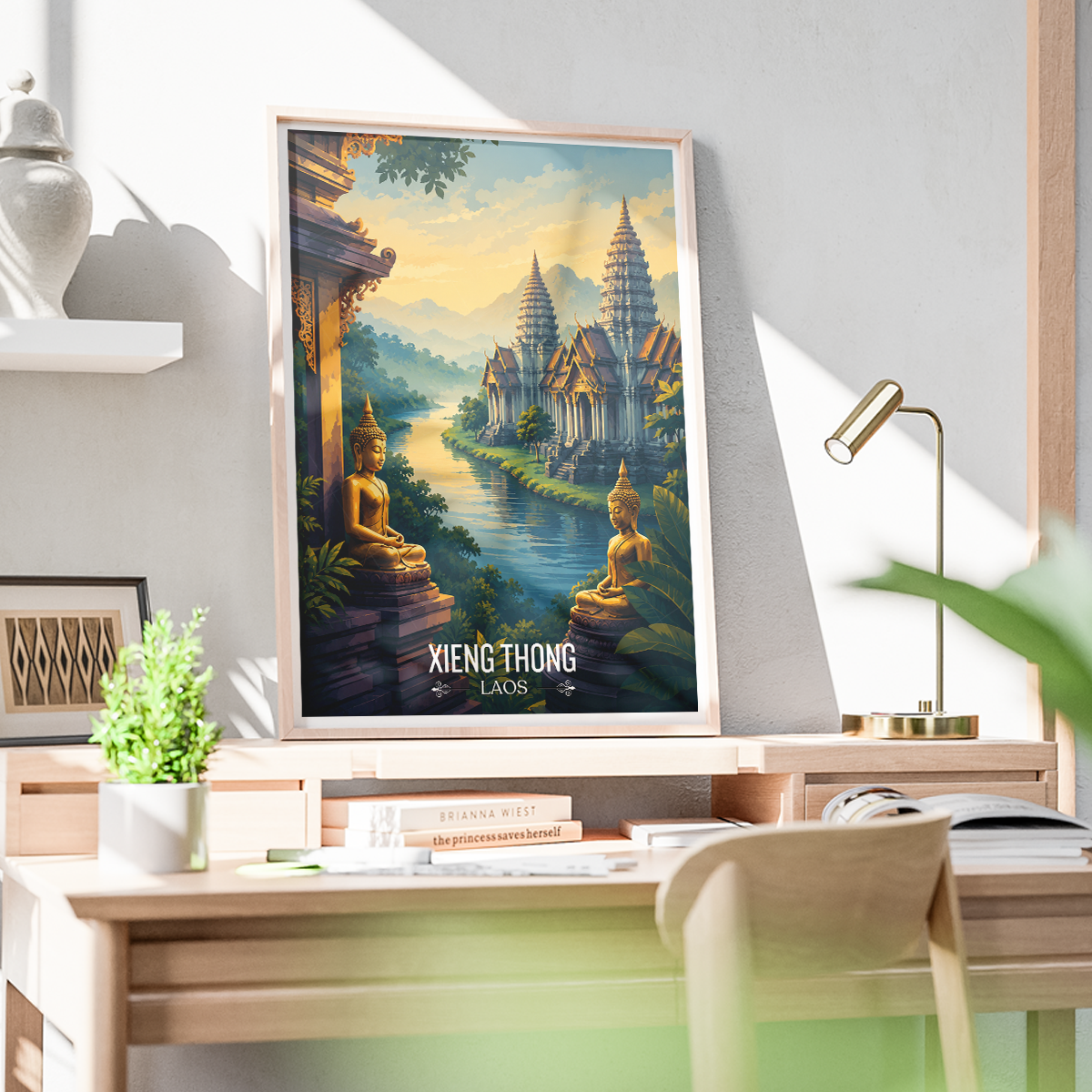 Xieng Thong - Laos - Travel Art Wall Decor Poster Print - Art Print - Travel Art Poster