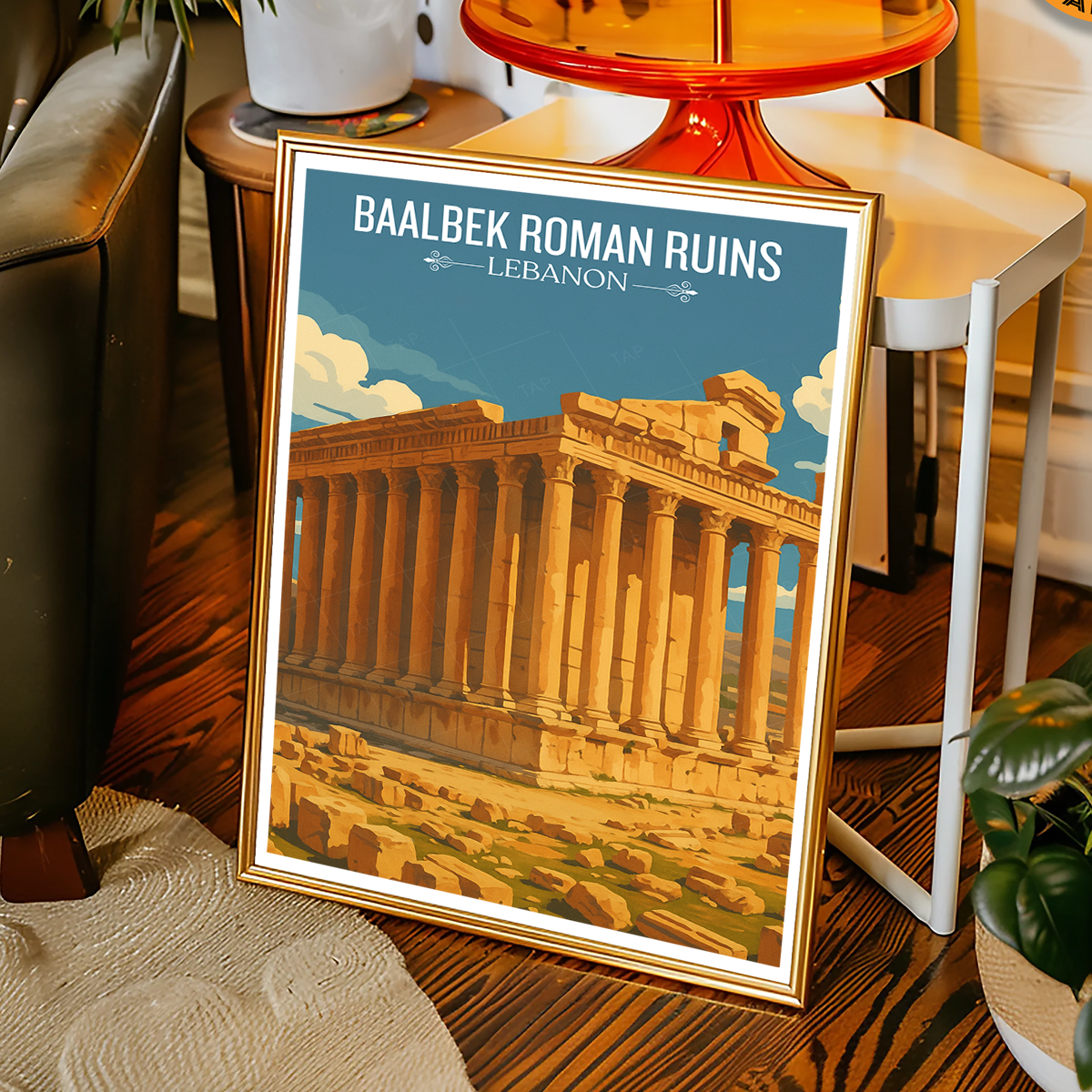 Baalbek Roman Ruins - Lebanon - Travel Art Wall Deco Poster Print - Art Print - Travel Art Poster