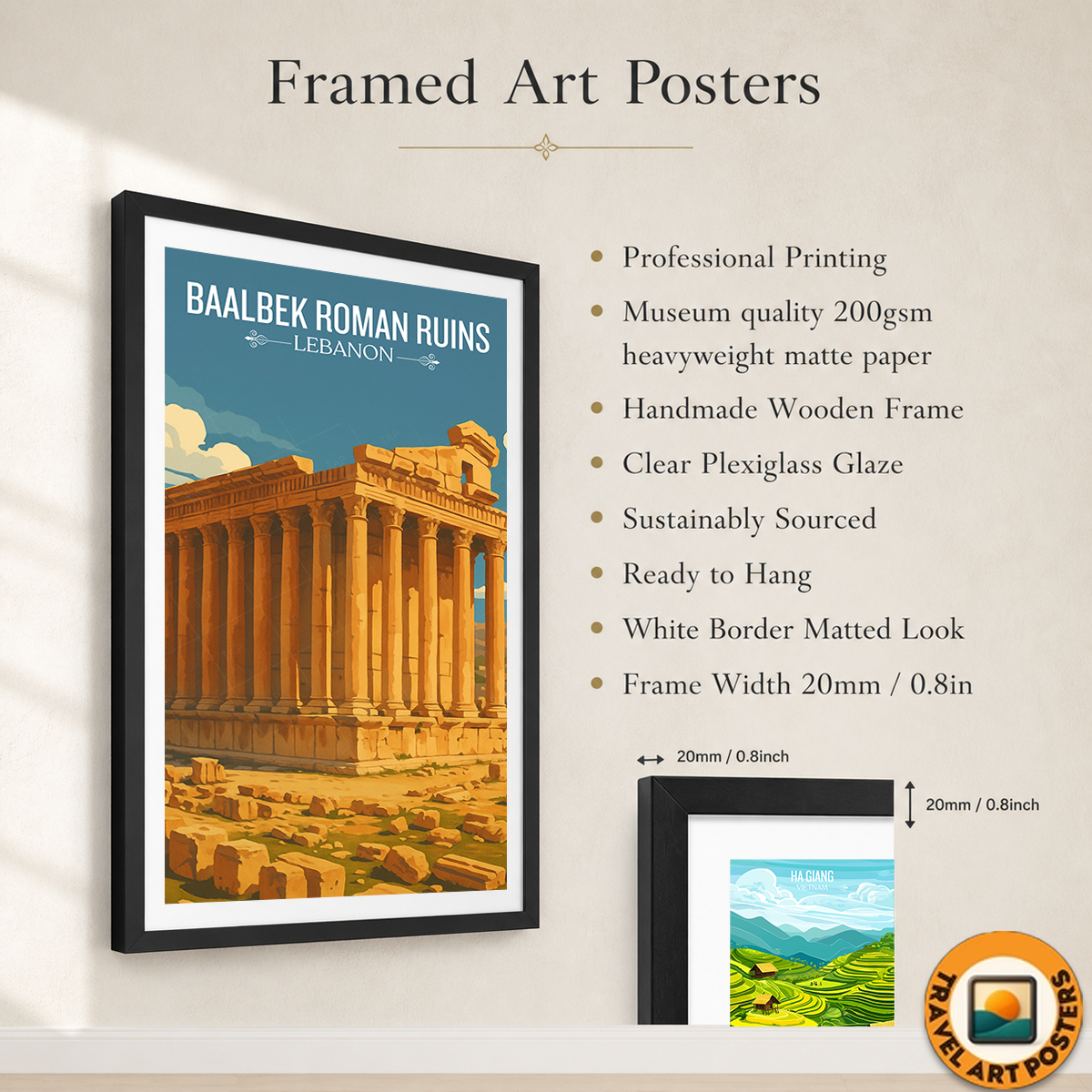 Baalbek Roman Ruins - Lebanon - Travel Art Wall Deco Poster Print - Art Print - Travel Art Poster