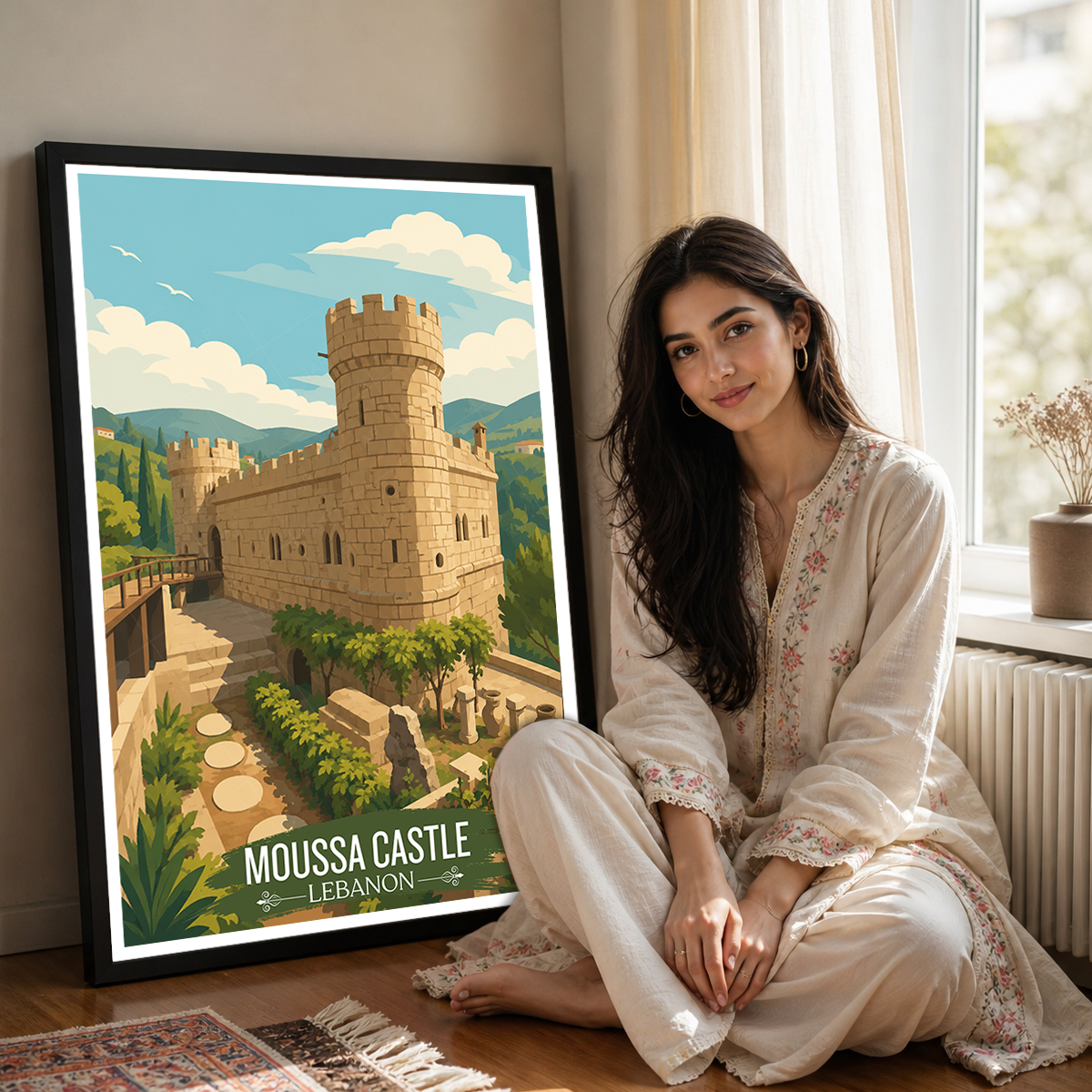 Moussa Castle - Lebanon - Travel Art Wall Deco Poster Print - Art Print - Travel Art Poster