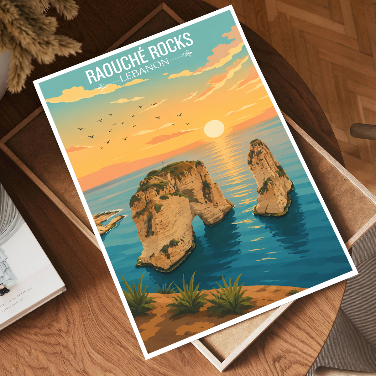 Raouche Rocks - Lebanon - Travel Art Wall Deco Poster Print - Art Print - Travel Art Poster
