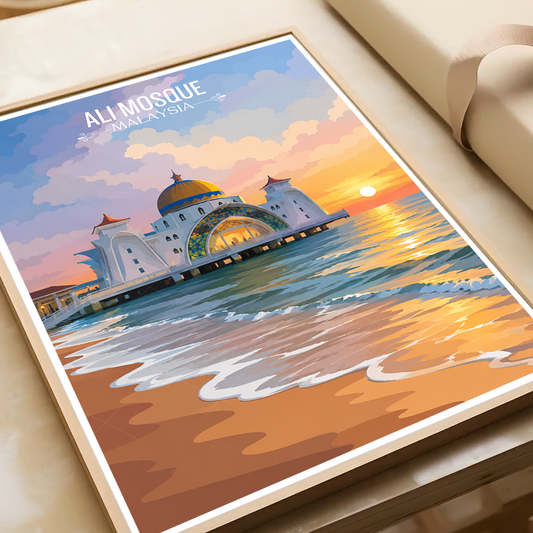 Ali Mosque - Malaysia - Vintage Travel Wall Art Poster Print - Art Print - Travel Art Poster