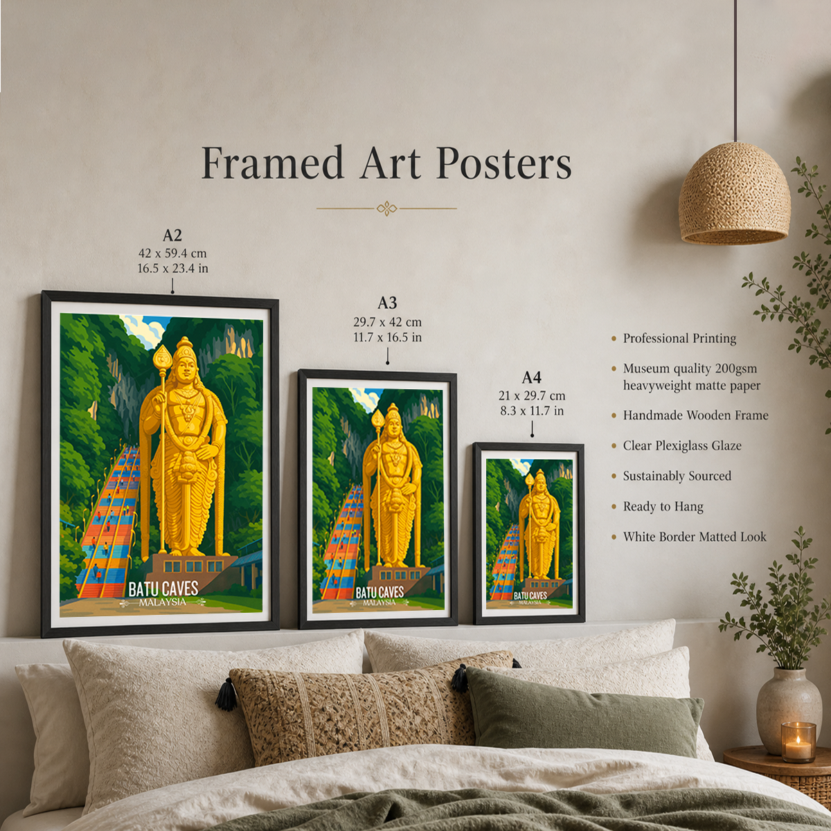 Batu Caves - Malaysia - Vintage Travel Wall Art Poster Print