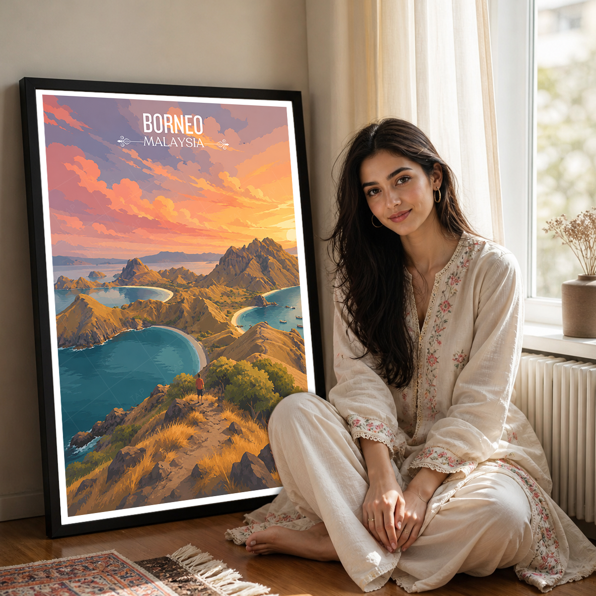 Borneo - Malaysia - Vintage Travel Wall Art Poster Print