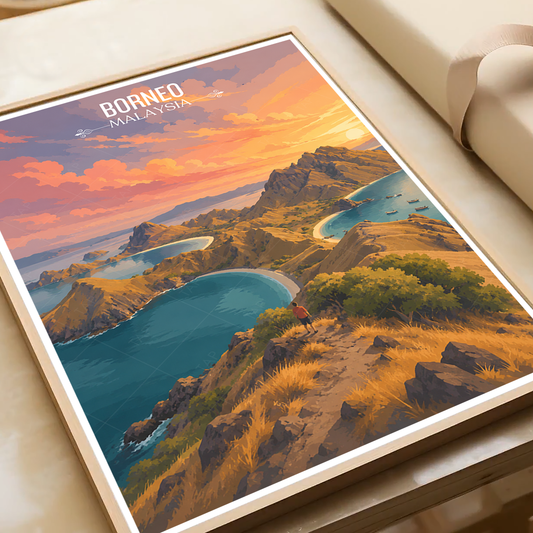 Borneo - Malaysia - Vintage Travel Wall Art Poster Print - Art Print - Travel Art Poster