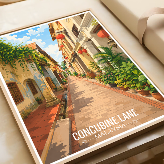 Concubine Lane - Malaysia - Vintage Travel Wall Art Poster Print - Art Print - Travel Art Poster
