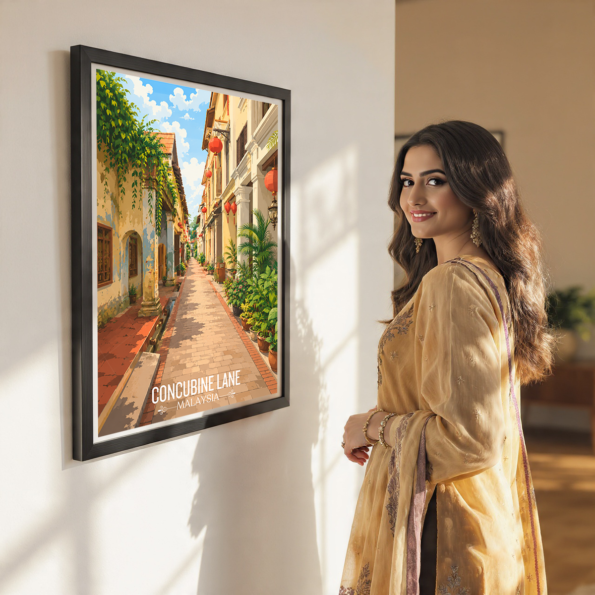 Concubine Lane - Malaysia - Vintage Travel Wall Art Poster Print