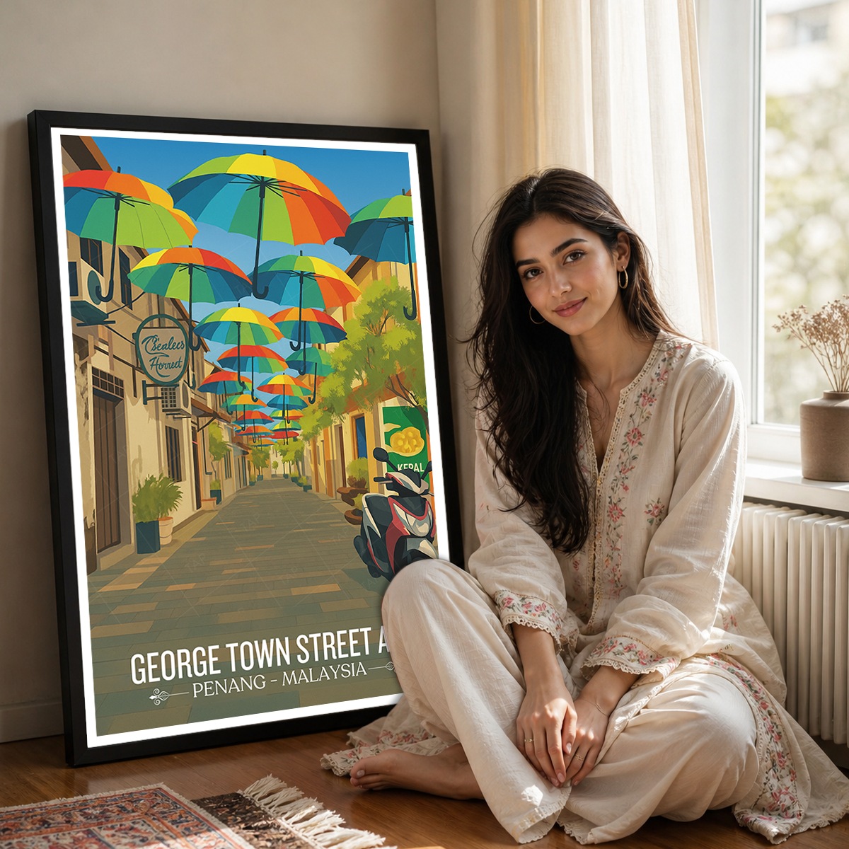 George Town Street Art - Malaysia - Vintage Travel Wall Art Poster Print