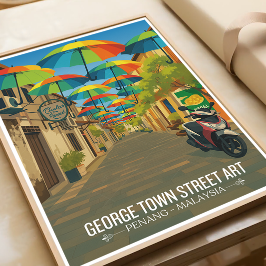 George Town Street Art - Malaysia - Vintage Travel Wall Art Poster Print - Art Print - Travel Art Poster