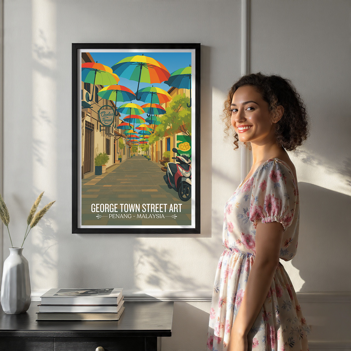 George Town Street Art - Malaysia - Vintage Travel Wall Art Poster Print