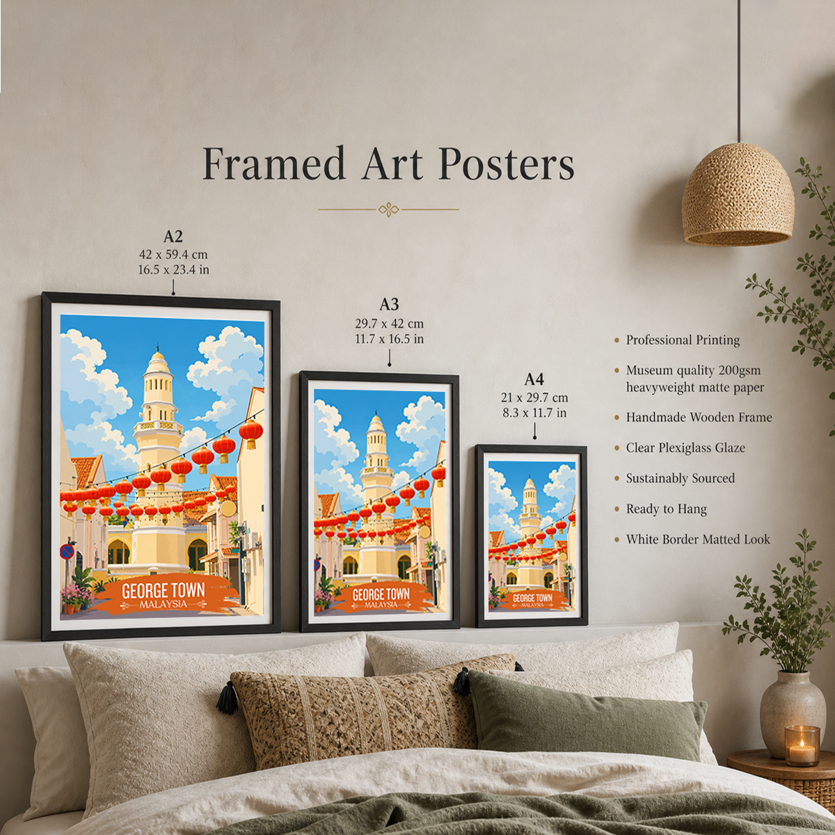 George Town - Malaysia - Vintage Travel Wall Art Poster Print