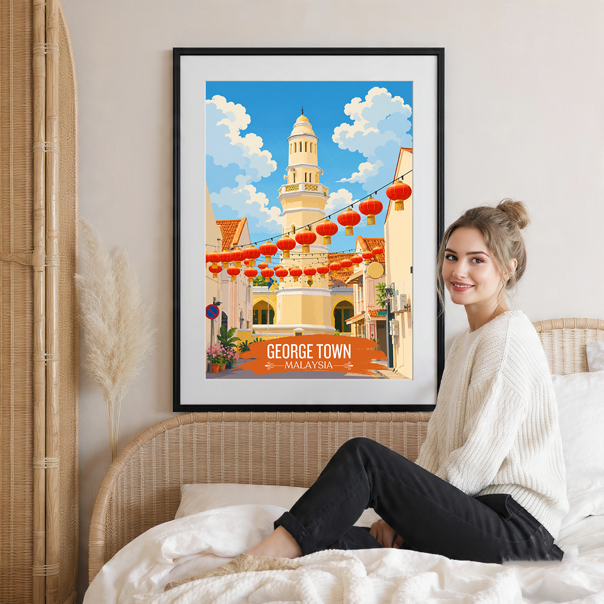 George Town - Malaysia - Vintage Travel Wall Art Poster Print