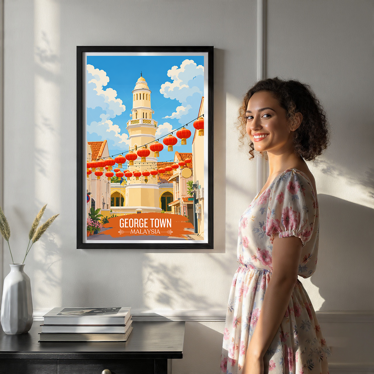 George Town - Malaysia - Vintage Travel Wall Art Poster Print