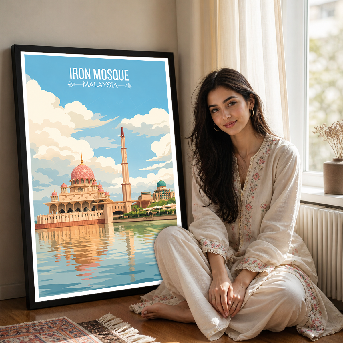 Iron Mosque - Malaysia - Travel Wall Art Deco Poster Print