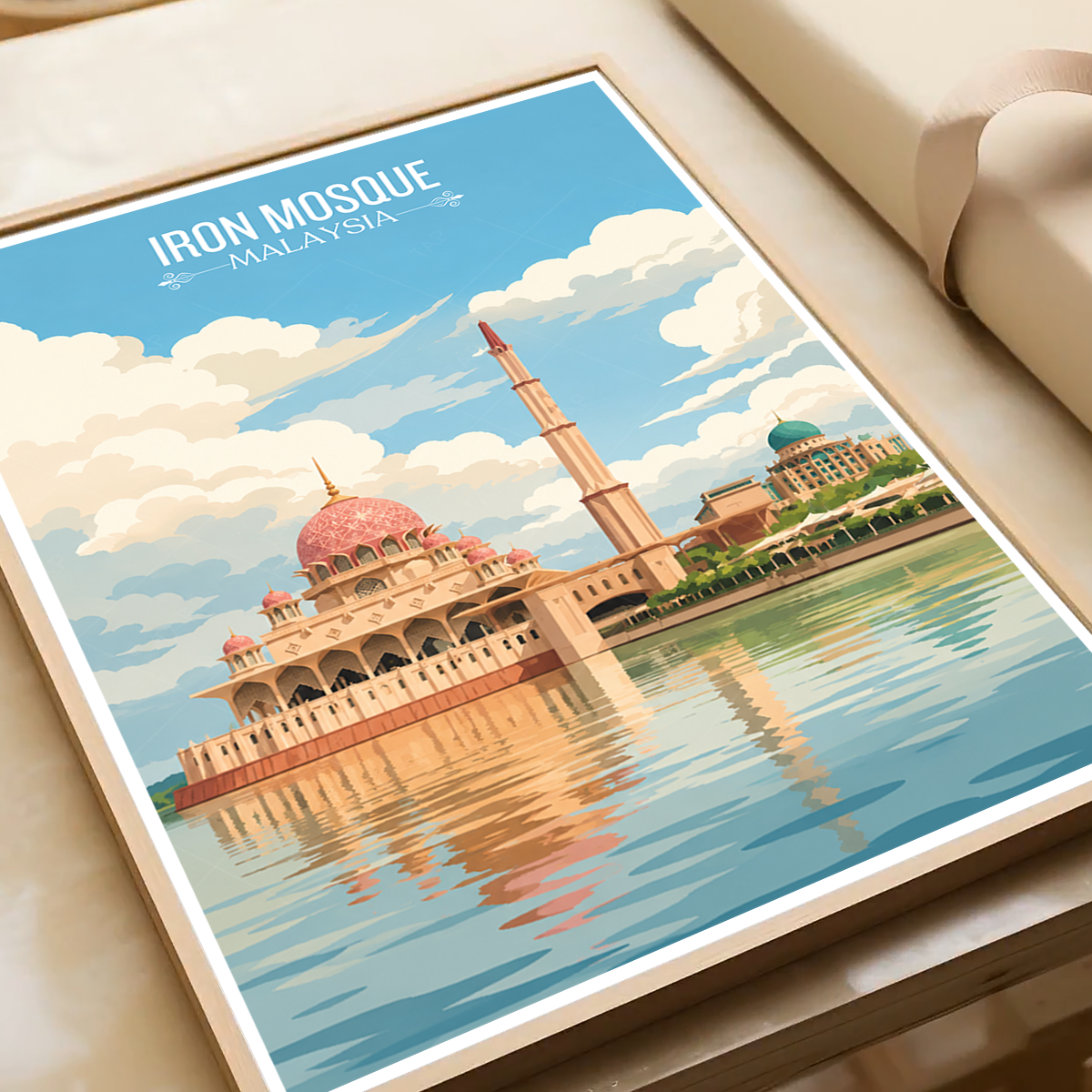 Iron Mosque - Malaysia - Travel Wall Art Deco Poster Print
