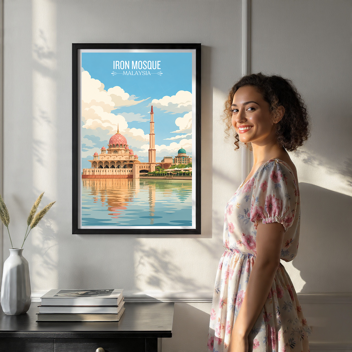 Iron Mosque - Malaysia - Travel Wall Art Deco Poster Print