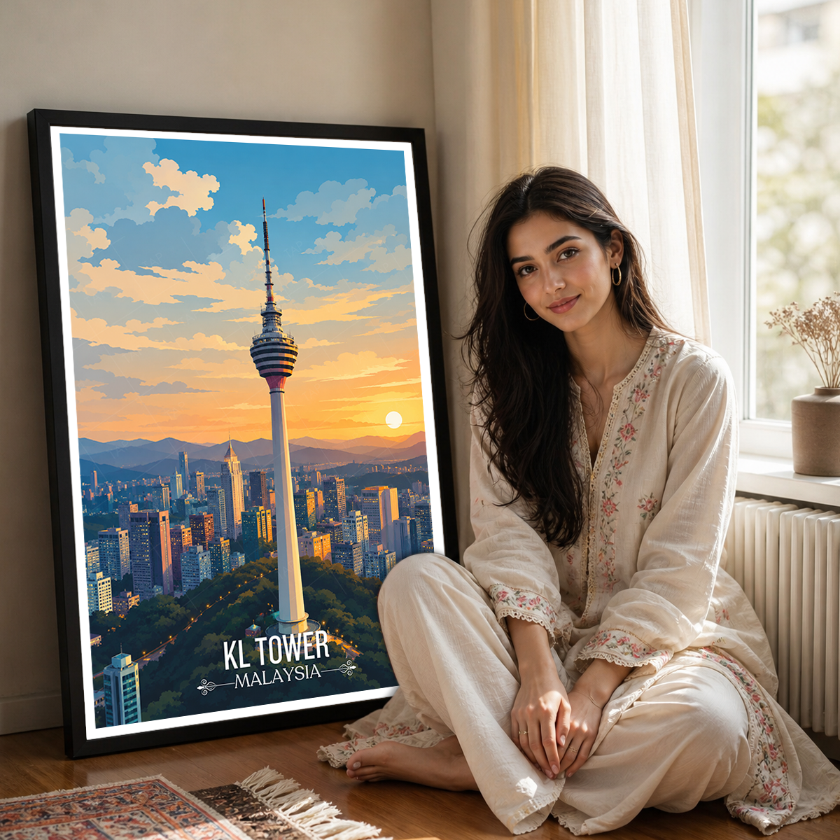 KL Tower - Malaysia - Travel Wall Art Deco Poster Print