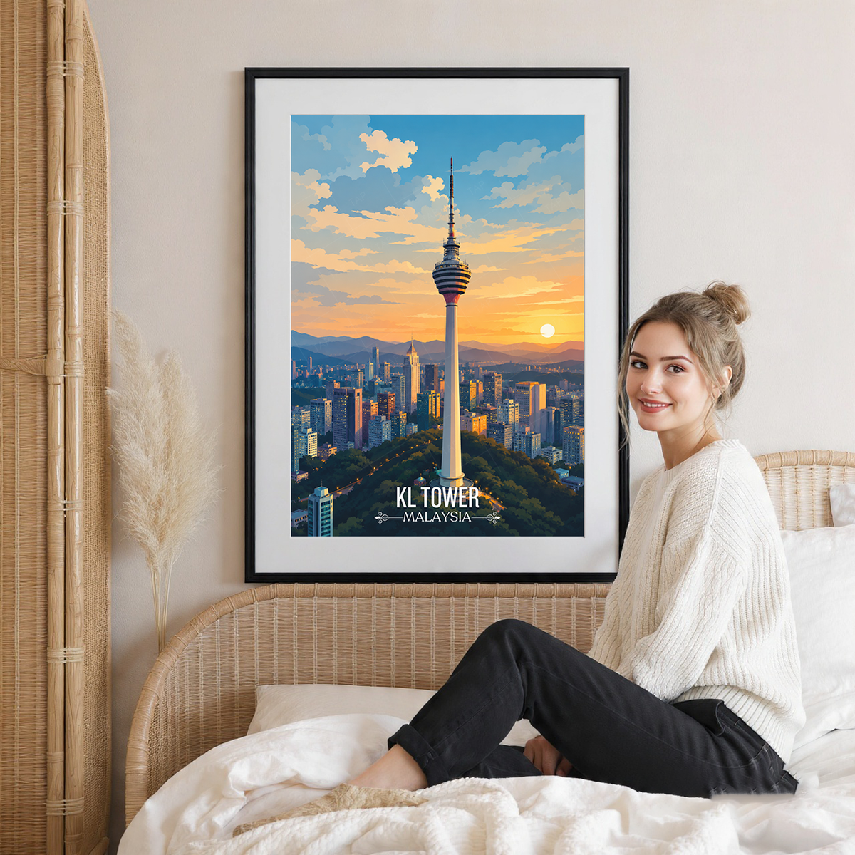 KL Tower - Malaysia - Travel Wall Art Deco Poster Print