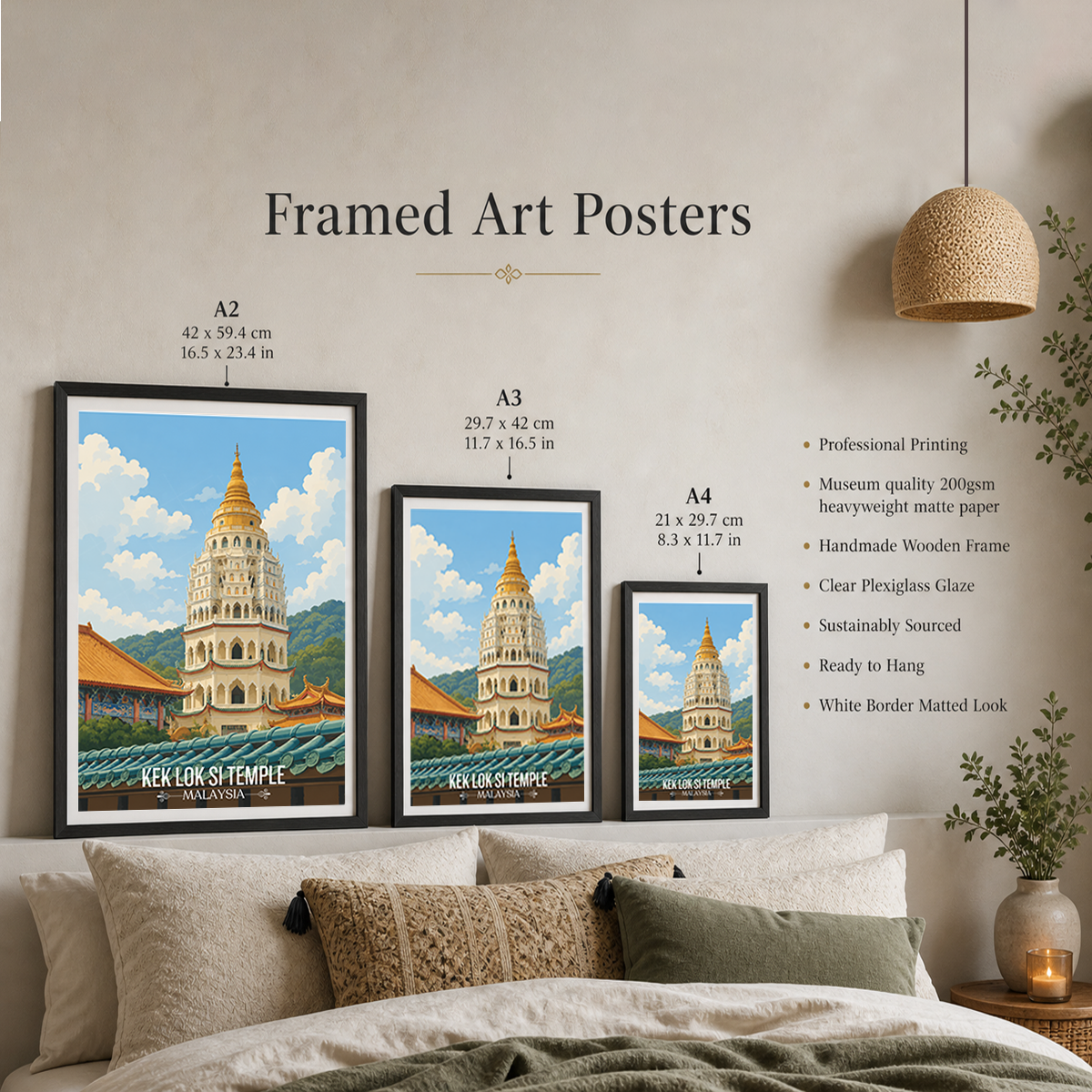 Kek Lok Si Temple - Malaysia - Travel Wall Art Deco Poster Print