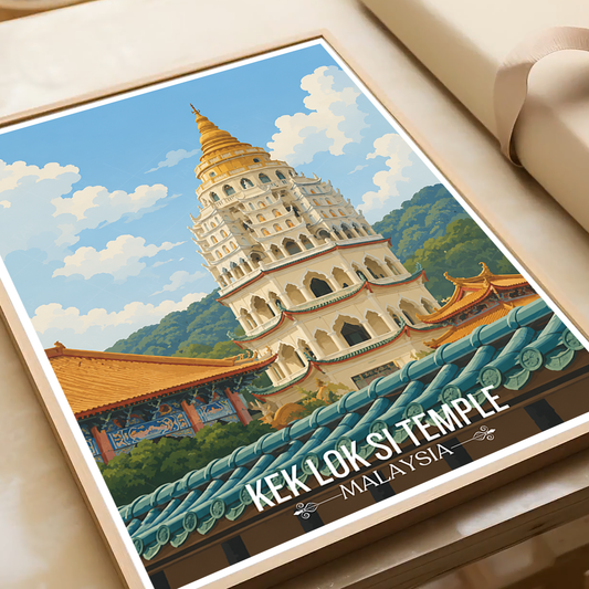 Kek Lok Si Temple - Malaysia - Travel Wall Art Deco Poster Print - Art Print - Travel Art Poster