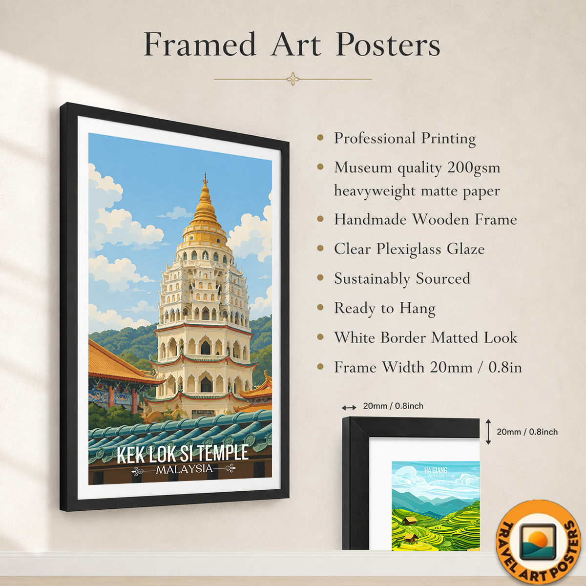Kek Lok Si Temple - Malaysia - Travel Wall Art Deco Poster Print